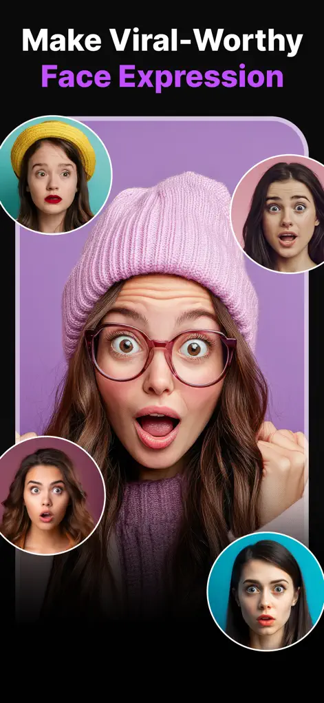 Multiple AI-generated facial expression variations from one portrait